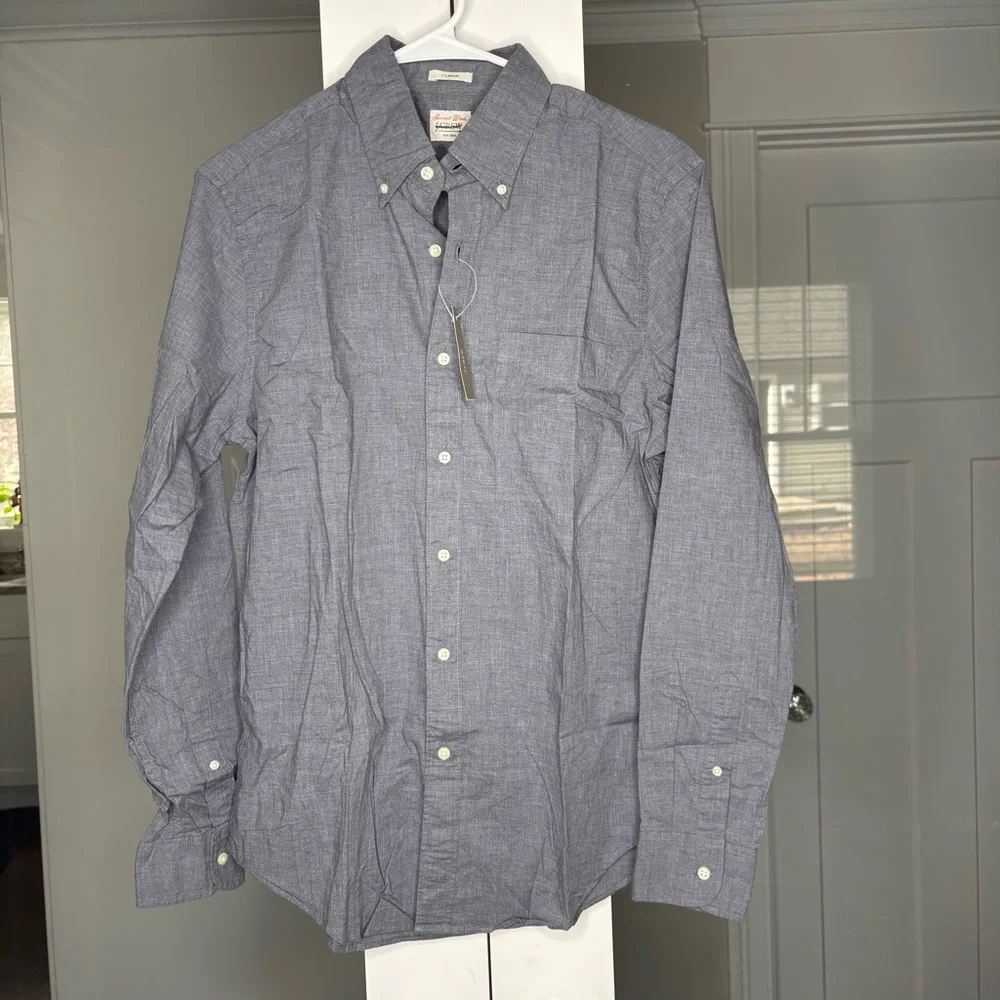 NWT J. Crew Secret Wash Cotton Poplin Shirt Smoky Plate Monogrammed